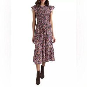 NEW Shoshanna Parker Floral Midi Dress in Purple $418